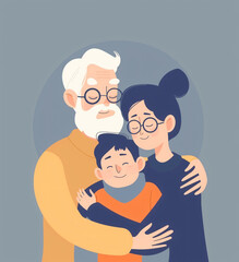 Obraz premium Joyful Moments Captured. A Vibrant Vector Illustration of Grandparents Day Celebration