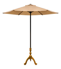 Brown beach umbrella with tripod