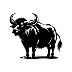 River's Guardian: Vector Water Buffalo Silhouette -Reflecting Strength and Serenity- Minimalist Water Buffalo Vector- Water Buffalo Illustration.