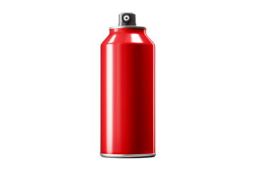 Red spray can on black background.