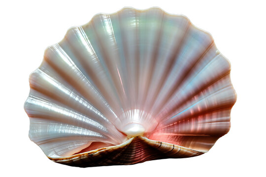 The image shows a beautiful seashell with a pearlescent sheen