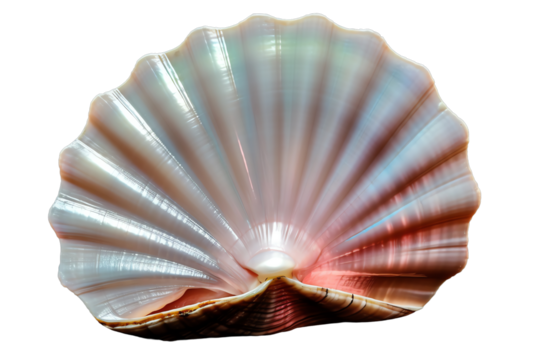 The image shows a beautiful seashell with a pearlescent sheen