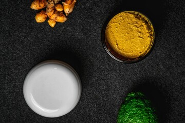 Top view of turmeric sauce with Curcumin