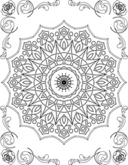 Printable Mandala Coloring Page for Adults. Educational Resources for School for Kids. Adults Coloring Book. Mandala Coloring Activity Worksheet.