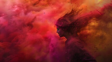 Holi celebration with colored powder explosion