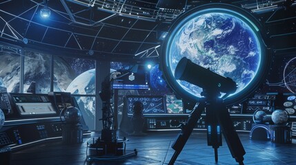 Futuristic Space Observing Station with AI-Guided Telescopes AI Generated.