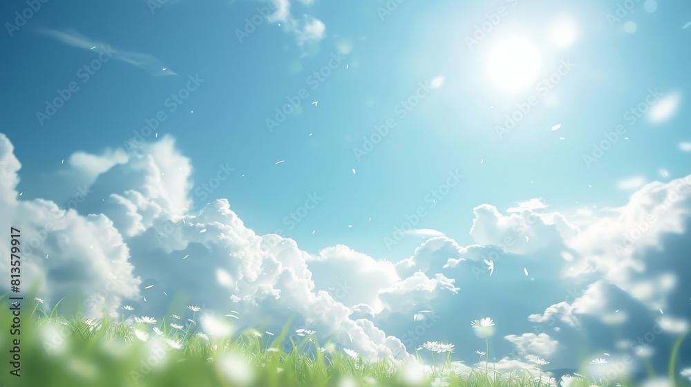 Poster Cloudless sky background. Depth of field. Bokeh. Clean and bright. Generative AI.