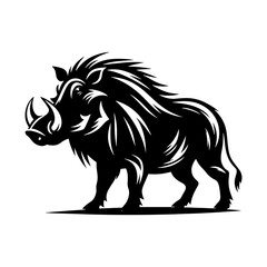 Desert Sentinel: Vector Warthog Silhouette, Symbolizing Vigilance and Survival- Illustration of Warthog- Minimalist Warthog Vector.