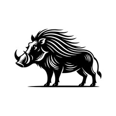 Desert Sentinel: Vector Warthog Silhouette, Symbolizing Vigilance and Survival- Illustration of Warthog- Minimalist Warthog Vector.