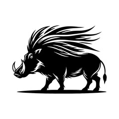 Desert Sentinel: Vector Warthog Silhouette, Symbolizing Vigilance and Survival- Illustration of Warthog- Minimalist Warthog Vector.