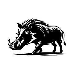 Desert Sentinel: Vector Warthog Silhouette, Symbolizing Vigilance and Survival- Illustration of Warthog- Minimalist Warthog Vector.
