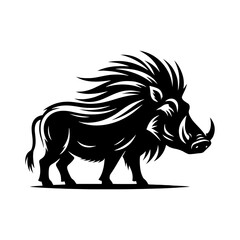 Desert Sentinel: Vector Warthog Silhouette, Symbolizing Vigilance and Survival- Illustration of Warthog- Minimalist Warthog Vector.