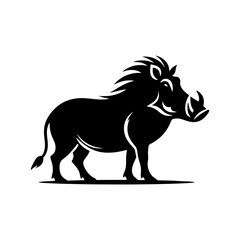 Desert Sentinel: Vector Warthog Silhouette, Symbolizing Vigilance and Survival- Illustration of Warthog- Minimalist Warthog Vector.