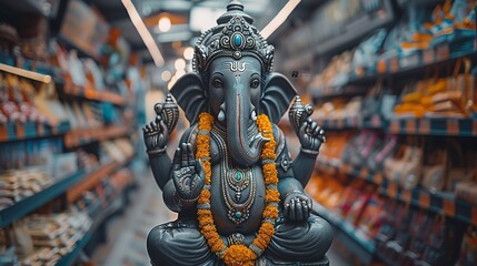 Ganesh is shopping in a public sense