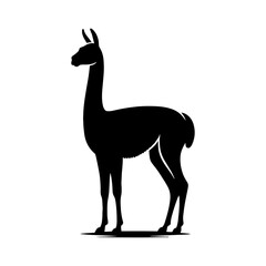 Highland Grace: Vector Vicuña Silhouette, Symbol of Elegance and Alpine Majesty- Minimalist Vicuna Vector- Vicuna Illustration.