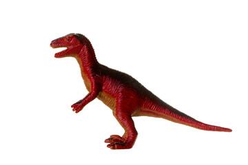 Detailed toy replica of a velociraptor dinosaur isolated on a white background © Antonio Gravante