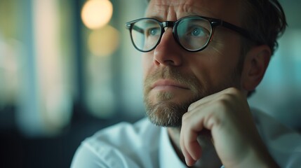 Swedish Business Person Deep in Thought, Swedish business person, deep in thought, perfect portrait