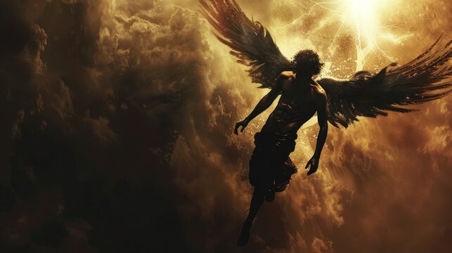 The Angel Lucifer Fall into The Black Abyss