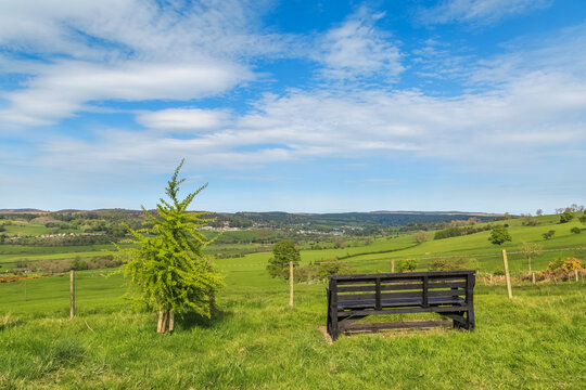 View from Simonside looking towards Rothbury in Northumberland, England