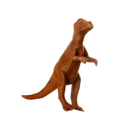 Toy replica of a pachycephalosaur isolated on a white background