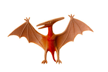Plastic model of a pterosaur, a flying dinosaur, showcased against a clean white background © Antonio Gravante