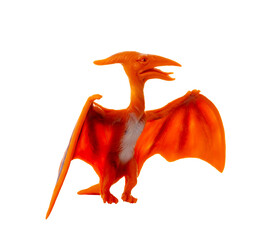 Plastic model of a pterosaur, a flying dinosaur, showcased against a clean white background © Antonio Gravante