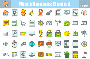Miscellaneous Element Icons Set.Web and mobile icons.Vector illustration