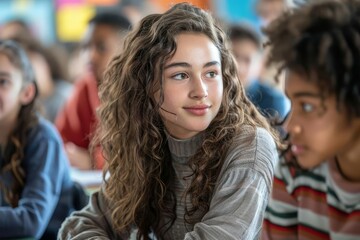 Fototapeta premium Editorial photography of a diverse group of students in a classroom setting
