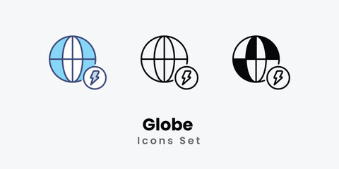Globe Icons thin line and glyph vector icon stock illustration