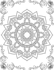 Printable Mandala Coloring Page for Adults. Educational Resources for School for Kids. Adults Coloring Book. Mandala Coloring Activity Worksheet.