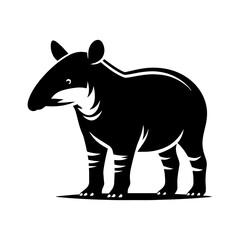 Dappled Wanderer: Vector Tapir Silhouette- Emblem of Forest Mystery and Gentleness- Illustration of Tapir- Minimalist Tapir Vector.