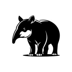 Dappled Wanderer: Vector Tapir Silhouette- Emblem of Forest Mystery and Gentleness- Illustration of Tapir- Minimalist Tapir Vector.