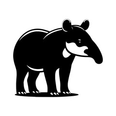 Dappled Wanderer: Vector Tapir Silhouette- Emblem of Forest Mystery and Gentleness- Illustration of Tapir- Minimalist Tapir Vector.