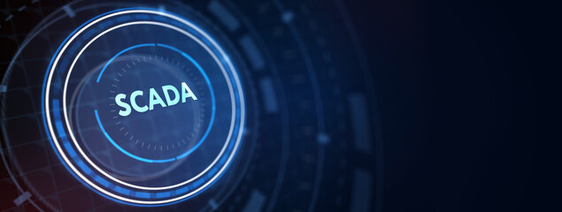 System Supervisory Control And Data Acquisition technology concept. SCADA. 3d illustration