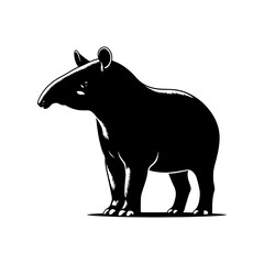Dappled Wanderer: Vector Tapir Silhouette- Emblem of Forest Mystery and Gentleness- Illustration of Tapir- Minimalist Tapir Vector.