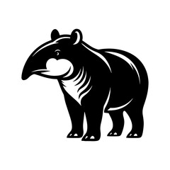 Dappled Wanderer: Vector Tapir Silhouette- Emblem of Forest Mystery and Gentleness- Illustration of Tapir- Minimalist Tapir Vector.