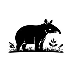 Dappled Wanderer: Vector Tapir Silhouette- Emblem of Forest Mystery and Gentleness- Illustration of Tapir- Minimalist Tapir Vector.