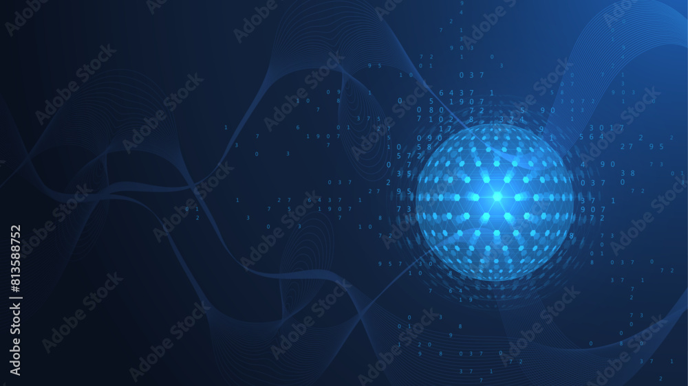 Poster artificial intelligence quantum computer technology concept. quantum computing. quantum processing. 