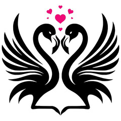 Obraz premium Elegant flamingo vector illustration with heart, perfect for Valentine's Day romance