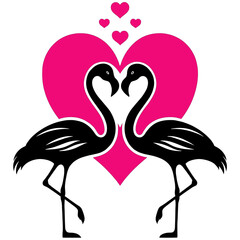 Elegant flamingo vector illustration with heart, perfect for Valentine's Day romance
