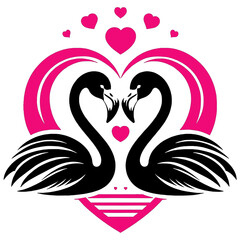 Elegant flamingo vector illustration with heart, perfect for Valentine's Day romance