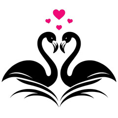 Elegant flamingo vector illustration with heart, perfect for Valentine's Day romance