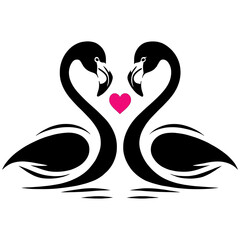 Elegant flamingo vector illustration with heart, perfect for Valentine's Day romance