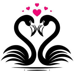 Elegant flamingo vector illustration with heart, perfect for Valentine's Day romance