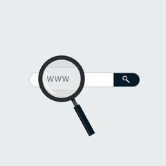 Search on the Internet. Web banner search bar and magnifying glass. Search for information