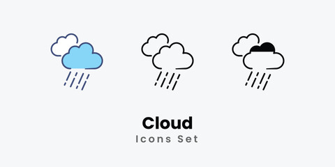 Cloud Icons thin line and glyph vector icon stock illustration