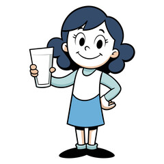 Beautiful Girl with Milk Glass Cartoon Character vector
