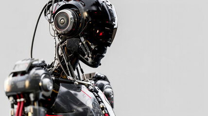 Fototapeta premium Humanoid futuristic robot with white background .