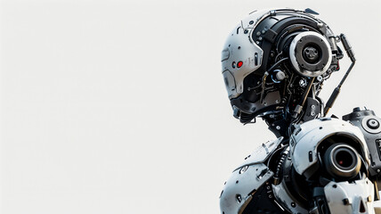 Fototapeta premium Humanoid futuristic robot with white background .