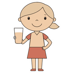 Beautiful Girl with Milk Glass Cartoon Character vector
